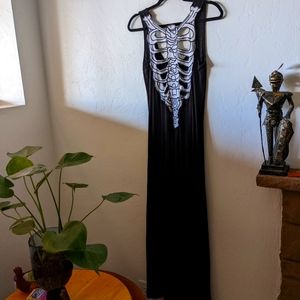 Teenage Runaway Black Open Back Skeleton Maxi Dress size M